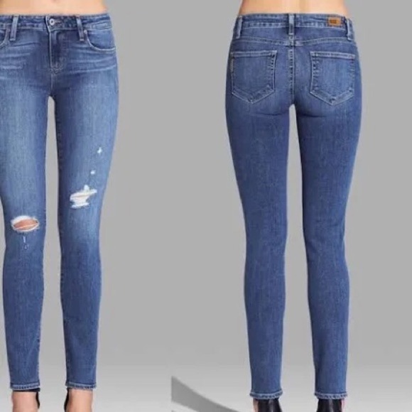 PAIGE Denim - PAIGE Skyline Ankle Peg Jeans with Stretch and Factory Distressing | EUC!